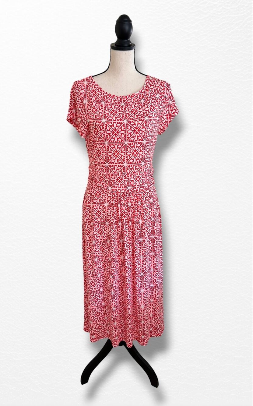 Boden Amelie Jersey Midi Dress in Flame Red, Size 8 Long